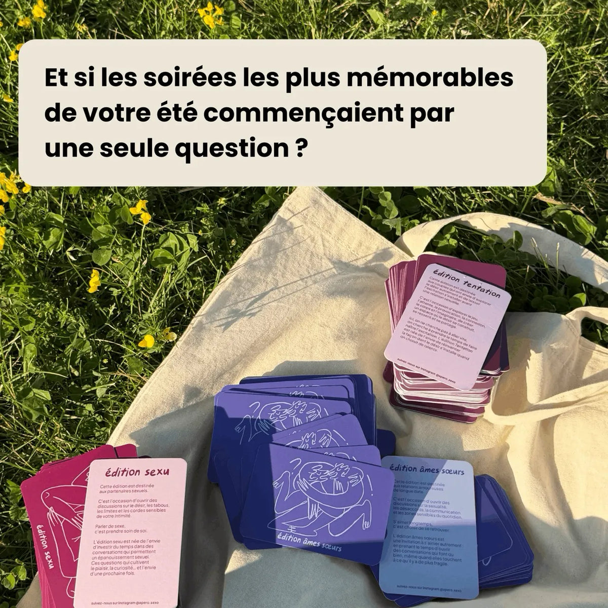Les trois jeux de cartes Cul-de-Sac du Trio pour couple : Âmes Sœurs, Sexu et Tentation